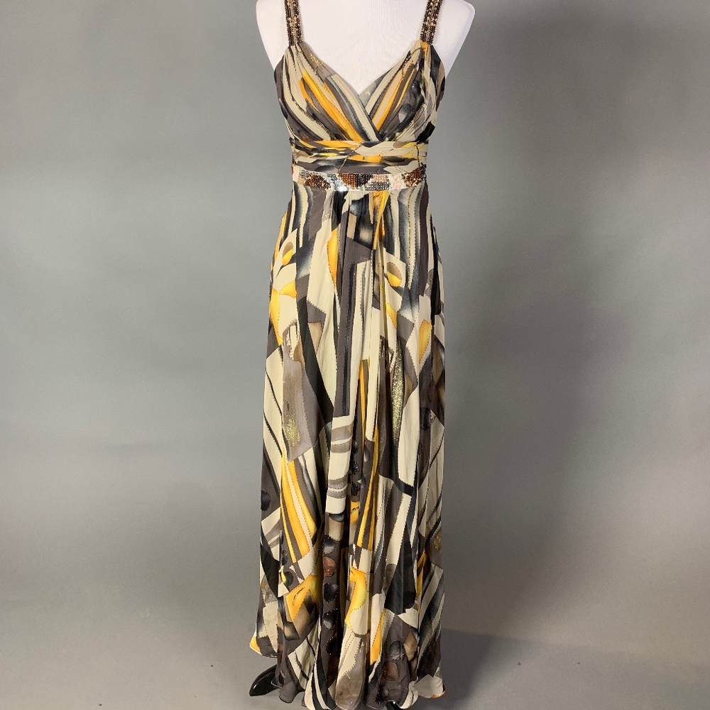 Nina Austin Silk Beaded Boho Maxi Slip Dress